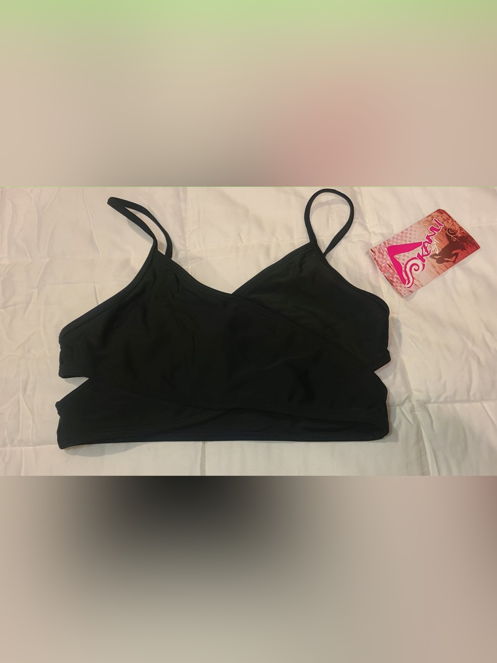 Kanu Surf Kids Black Swim Bikini Top size 14 NWT